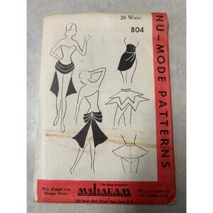 Vintage 1950's Nu-Mode Patterns #804 Cocktail, Hostess Aprons Size 26" Waist HTF